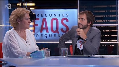 Pilar Rahola e Ricard Ustrell no primeiro episódio de