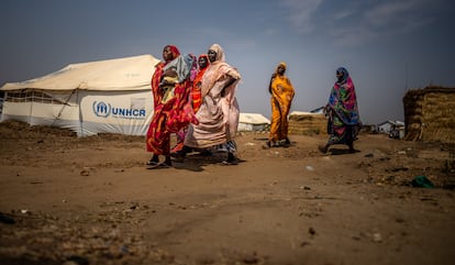 Mujeres refugiadas en el asentamiento de refugiados de Gorom, cerca de la capital de Sudán del Sur, el pasado 6 de enero.