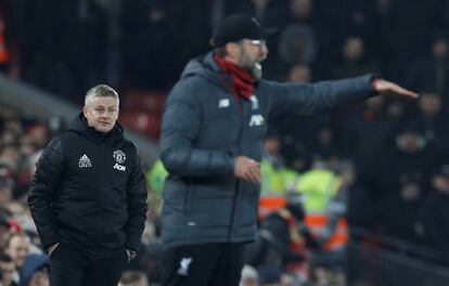 Solskjaer (United) y Klopp (Liverpool), en un duelo de la temporada pasada.