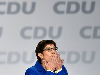 Annegret Kramp-Karrenbauer (AKK), durante el congreso de la CDU en Leipzig.