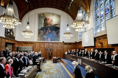 Tribunal Internacional de Justicia de las Naciones Unidas, este jueves, durante la petición de Sudáfrica para abrir un procedimiento contra Israel.