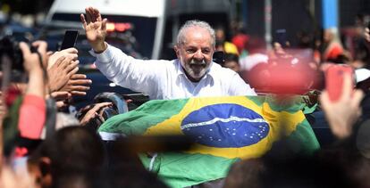 El exmandatario y candidato de izquierda, Lula da Silva, este domingo.