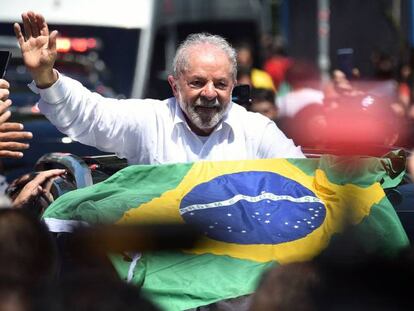 El exmandatario y candidato de izquierda, Lula da Silva, este domingo. 