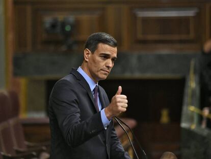 Pedro Sánchez, este miércoles en el Congreso. 