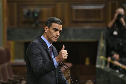 Pedro Sánchez, este miércoles en el Congreso. 