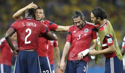 Os jogadores colombianos no final da partida.