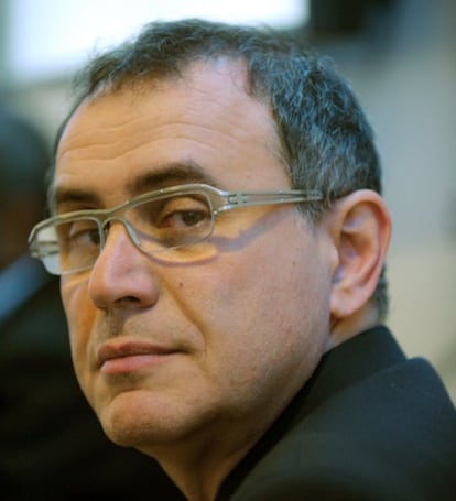 El profesor y gurú de la crisis financiera, Nouriel Roubini, en la reunión del Foro Económico y Mundial.