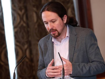 Pablo Iglesias, tras la firma del pacto con Pedro Sánchez.