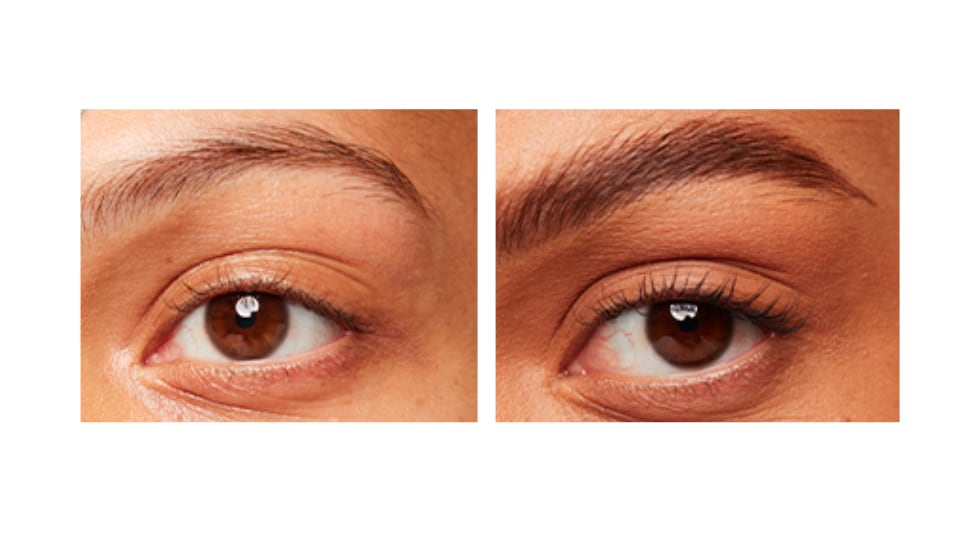 Antes y después de usar el lápiz de cejas.