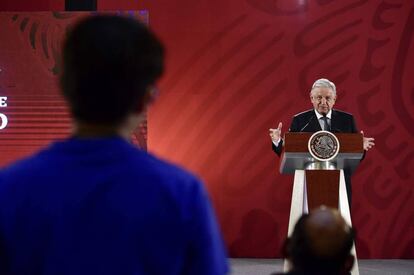 El presidente López Obrador en rueda de prensa.