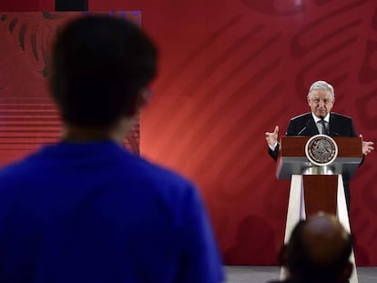 El presidente López Obrador en rueda de prensa.