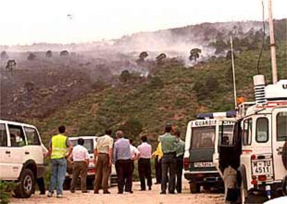 Labores de extinción del incendio declarado en la sierra de Guadarrama.