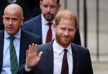 El príncipe Enrique en su llegada al Tribunal de Apelación de Londres el 9 de abril de 2025.