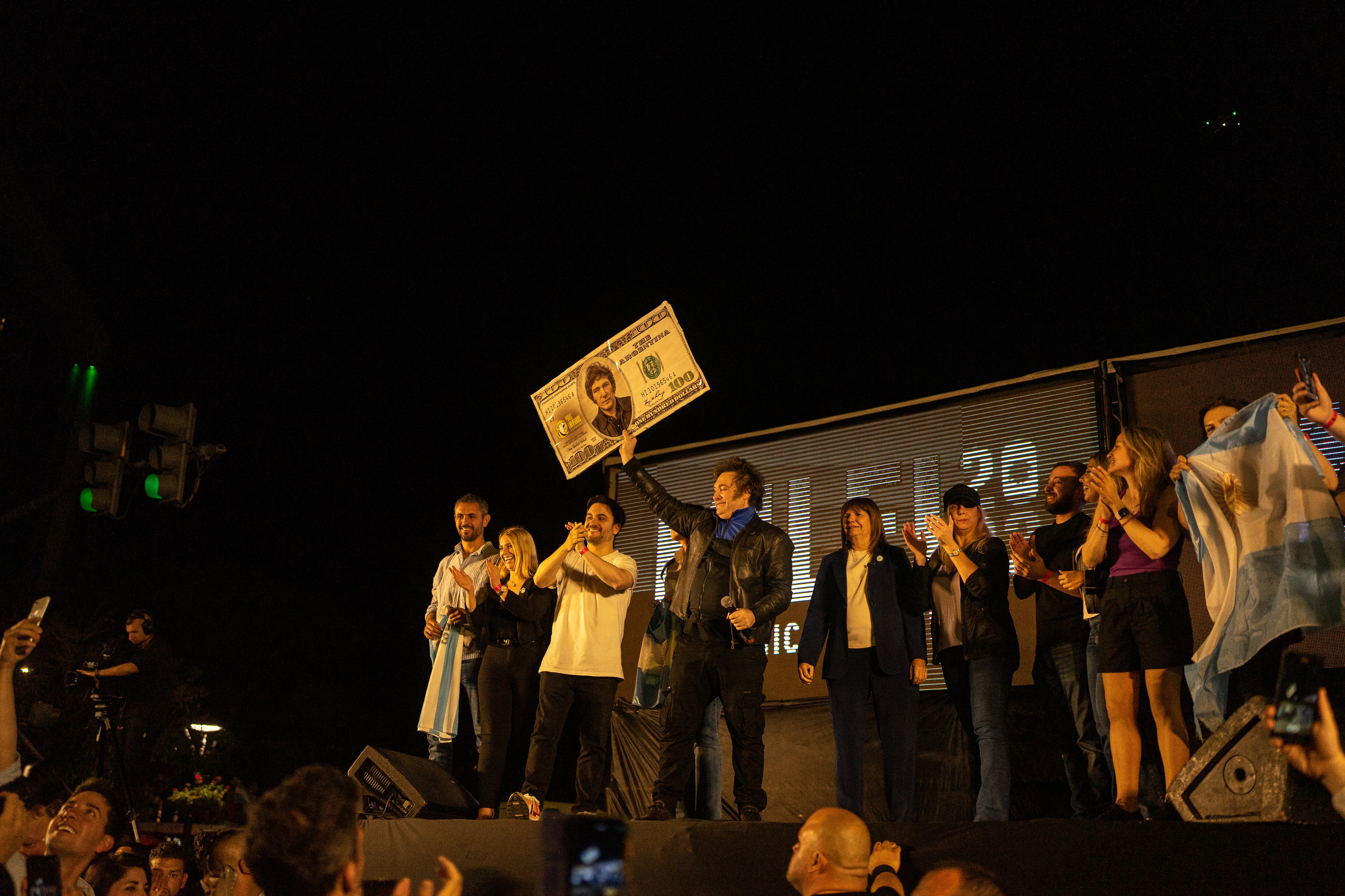 Javier Milei durante el cierre de su campaña, el 16 de noviembre.