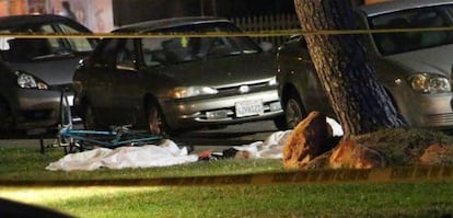 Escena del tiroteo mortal de anoche en California.