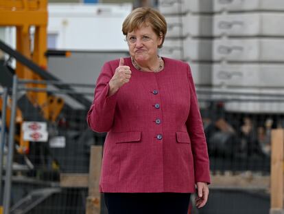 Merkel, tras poner la primera piedra de un centro de día el viernes de la semana pasada en Brandeburgo.