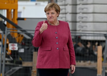 Merkel, tras poner la primera piedra de un centro de día el viernes de la semana pasada en Brandeburgo.