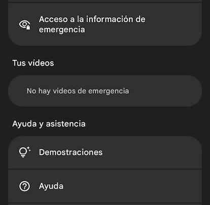 Vídeos de emergencia guardados en Android