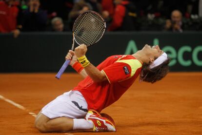 Ferrer estalla de alegría tras derrotar a Del Potro.