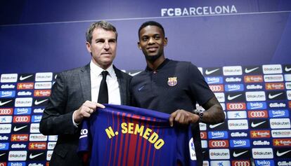 Robert Fern&aacute;ndez junto a Semedo, en la presentaci&oacute;n del lateral. 