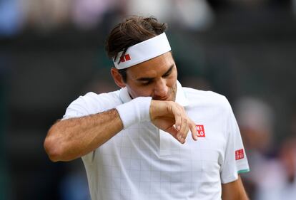 Federer, la semana pasada durante un partido en la central de Wimbledon.