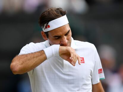 Federer, la semana pasada durante un partido en la central de Wimbledon.