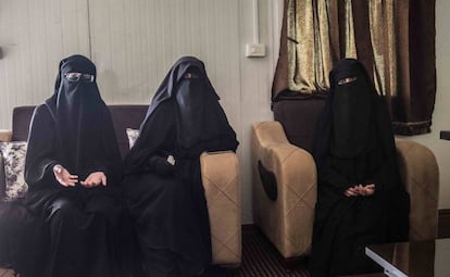 The three women in an ISIS camp in Syria.