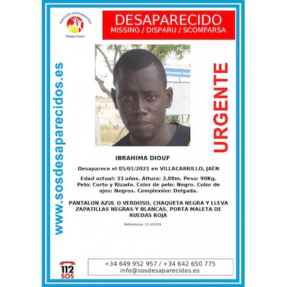 Cartel de búsqueda de Ibrahima, difundido por SOS desparecidos.