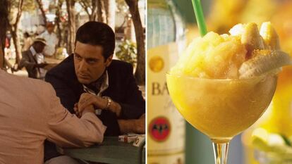 A la izquierda, una escena de la película 'El Padrino II' y, a la derecha, un vaso de Banana Daiquiri.