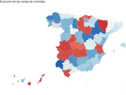 Evolución de la compraventa de viviendas, según datos del INE.