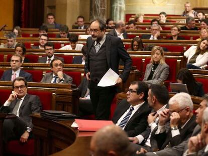 El lider de la CUP, Antonio Baños, aquest dijous al Parlament.