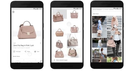 Tres de los pasos de la aplicación Style Ideas lanzada recientemente por Google.