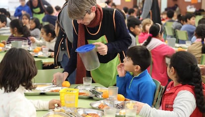 Un comedor escolar en un colegio de Barcelona.