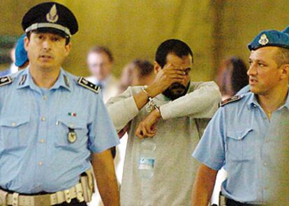 Rabei Osman, <i>El Egipcio,</i> a su llegada a la corte de Milán el pasado 30 de mayo.