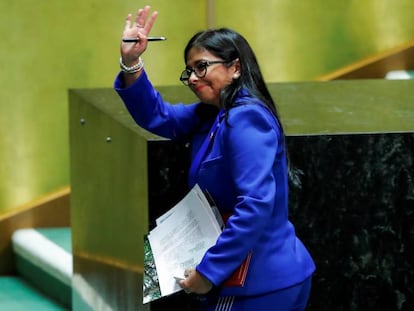 Delcy Rodríguez, en la asamblea de la ONU, en Nueva York en 2019.