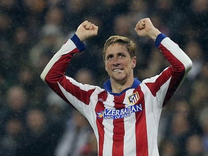 Fernando Torres, delantero del Atlético de Madrid, celebra un gol la pasada temporada