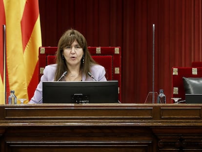 Laura Borràs, presidenta del Parlament, en un momento de un Pleno.