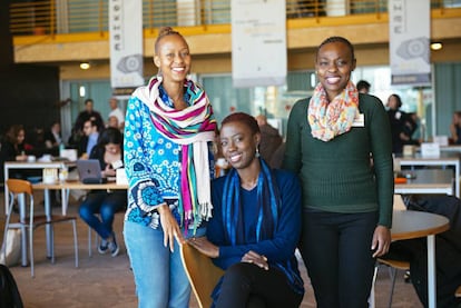 Ng'endo Mukii, Angèle Diabang y Tapiwa Chipfupa, durante el festival Miradasdoc.