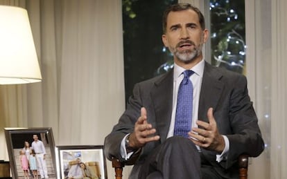 El Rey Felipe VI, durante su discurso de Nochebuena.