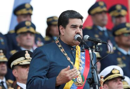 Nicol&aacute;s Maduro, esta semana durante un desfile militar. 