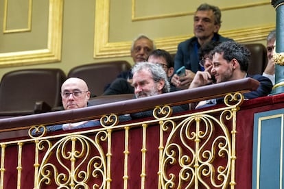 El director del Centro de Coordinación de Emergencias y Alertas Sanitarias (CCAES), Fernando Simón (en el centro), en la tribuna de público del Congreso.