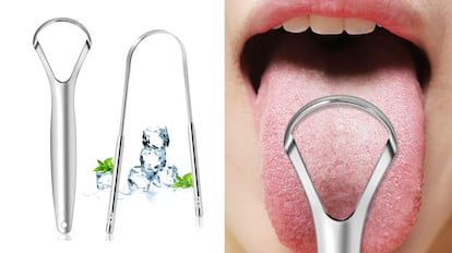 Se trata de un limpiador para raspar la lengua y quitar así todas las impurezas de la comida que original el sarro dental.