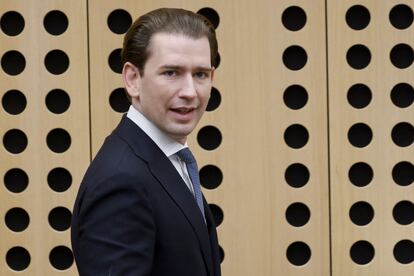 El canciller austriaco, Sebastian Kurz, este miércoles a su llegada a la cumbre europea sobre los Balcanes en Brdo (Eslovenia).