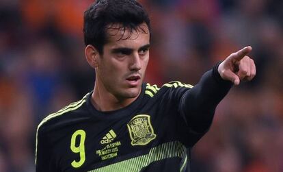 Juanmi, en su debut como internacional ante Holanda