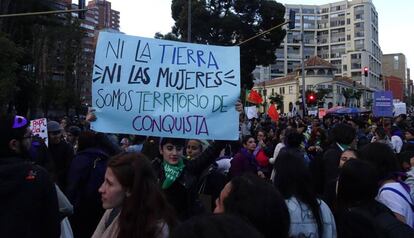 Una manifestación celebrada en Colombia que coincidió con la VIII Audiencia Pública contra la trata de mujeres, niñas y niños.