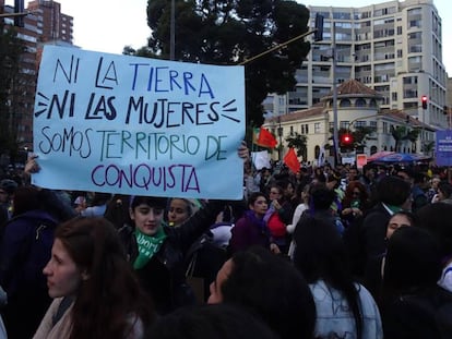 Una manifestación celebrada en Colombia que coincidió con la VIII Audiencia Pública contra la trata de mujeres, niñas y niños.