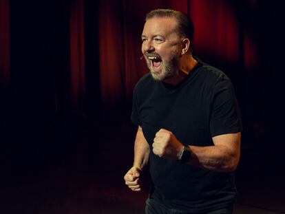 Ricky Gervais, en un momento del monólogo 'Armageddon'.