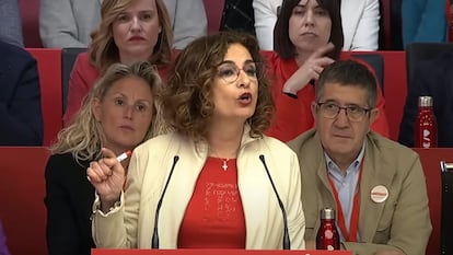 La vicepresidenta primera, María Jesús Montero, en el Comité Federal del PSOE, este sábado en Madrid.