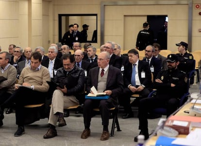 Banquillo de los imputados por el 'caso Bankia', en la Audiendia Nacional de San Fernando de Henares.