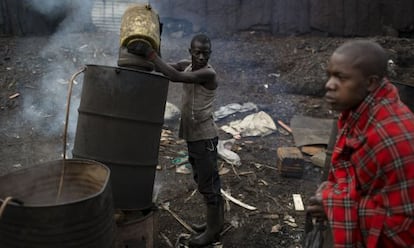 Pobreza en un slum de Nairobi, Kenia.